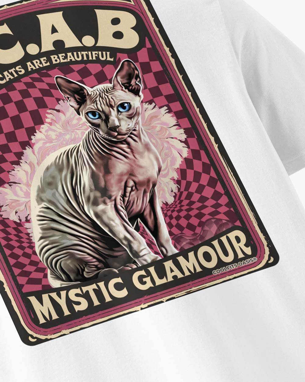 ACAB SPHYNX CAT, ALL CATS ARE BEAUTIFUL- Unisex organic cotton t-shirt - white